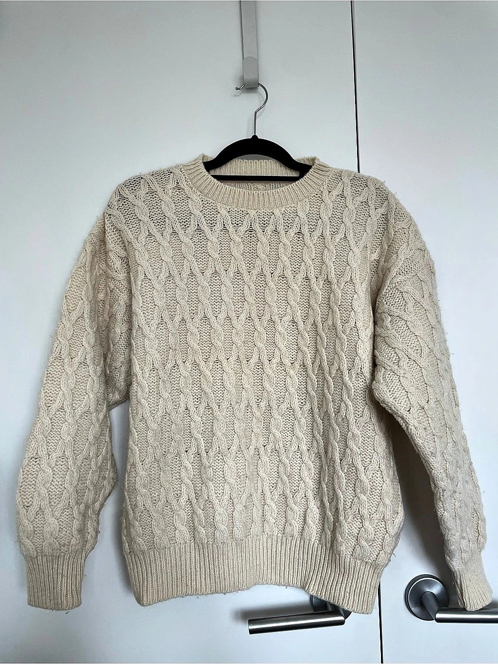 Handmade Cream Cable Knit Wool Sweater No Tags Oversized 🧶